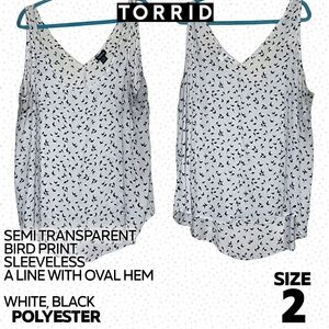 Torrid bird print sleeveless blouse
